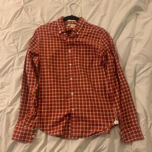 JCREW Thomas Mason Rust Orange Gingham Check Plaid Button Down Shirt S